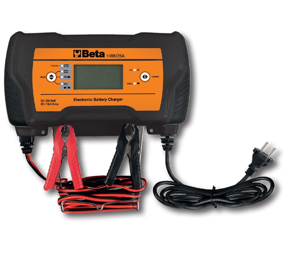 BETA 1498H/16A Caricabatterie Elettronico 12-24V Per Batterie Al Piombo E Litio – Display LCD, 4-16A, Protezioni E Recupero