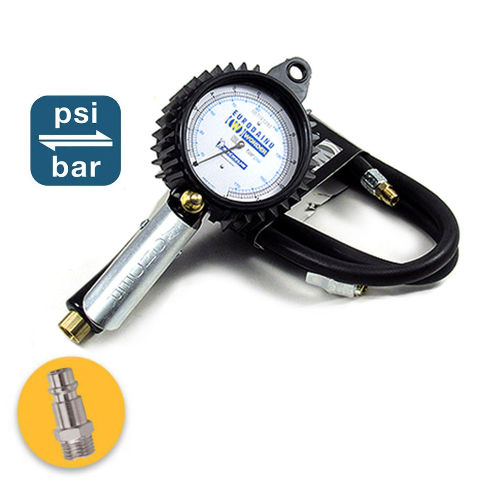 Pistola compressore gonfiaggio pneumatici con manometro bar 0-12 63mm, pistola c