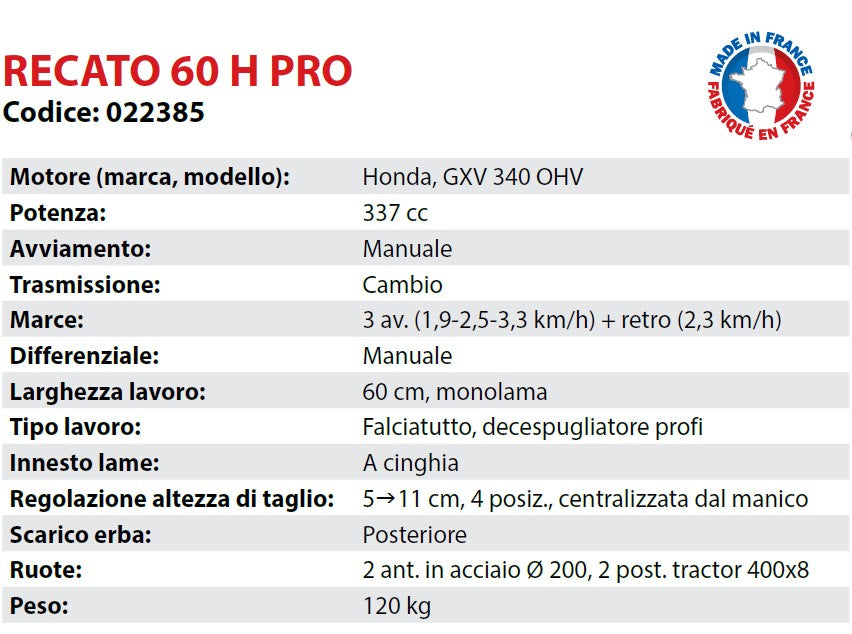 Honda 022385 ROQUES ET LECOEUR RECATO 60 H PRO