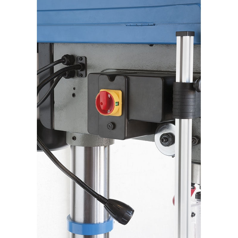 Trapano a colonna con trasmissione a cinghia, motore monofase digitale Fervi 0252/230V