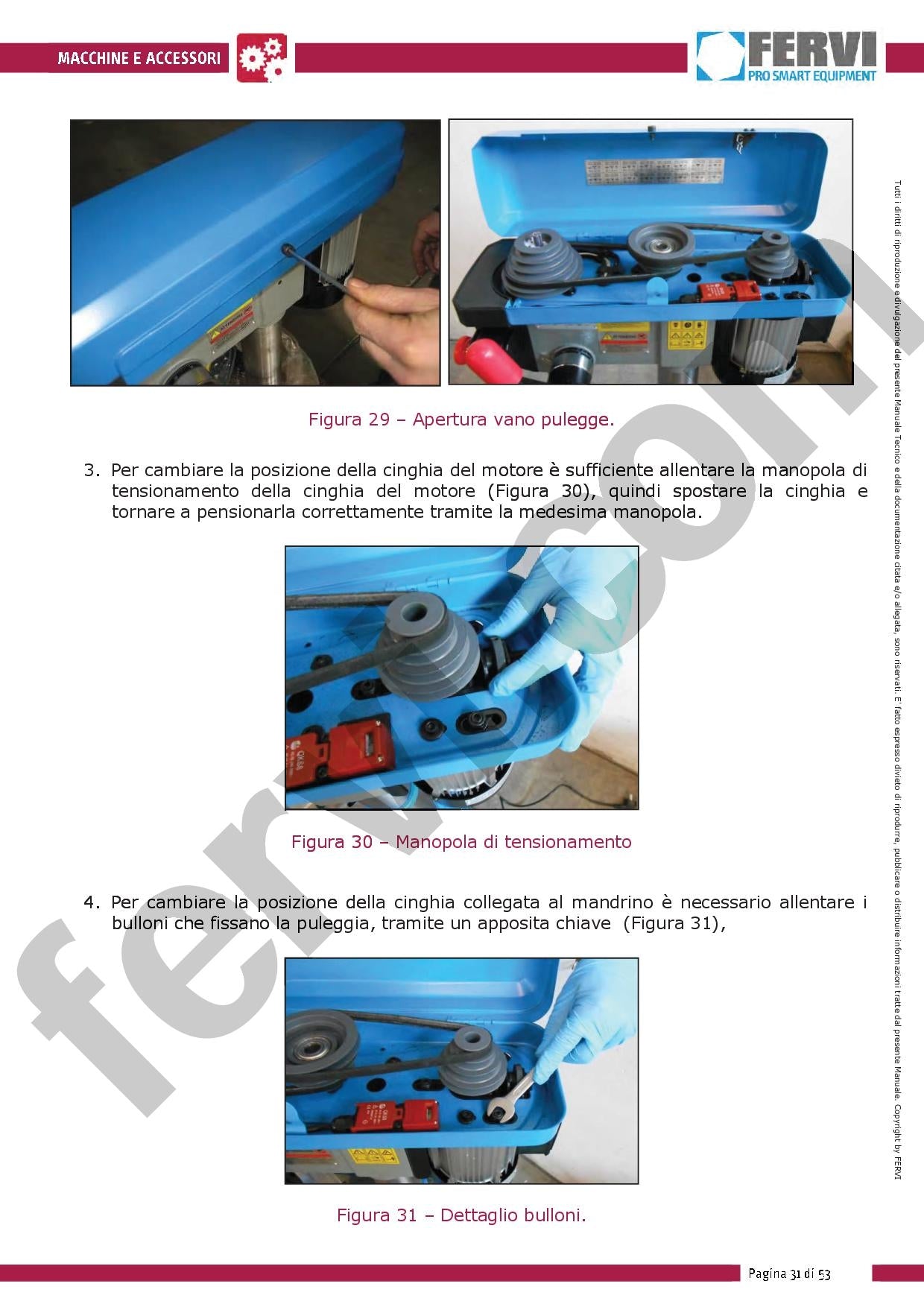 Trapano a colonna con trasmissione a cinghia, motore monofase digitale Fervi 0252/230V