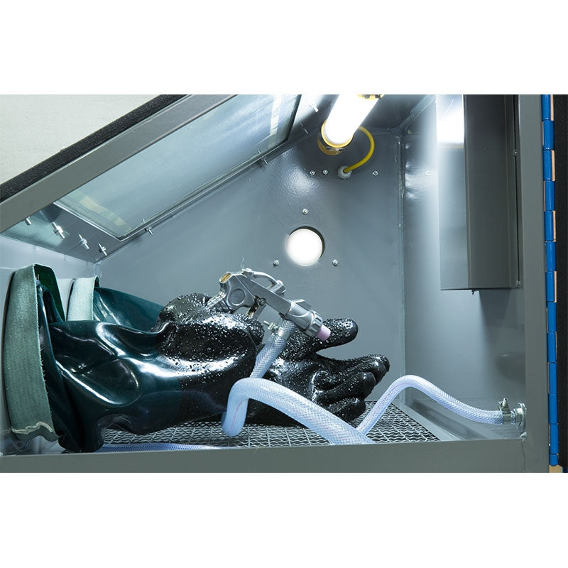 Fervi 0487 - Sabbiatrice da banco a cabina completa di pistola e guanti