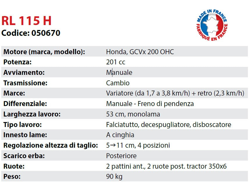 Motore Honda ROQUES ET LECOEUR 050670 RL 115 H