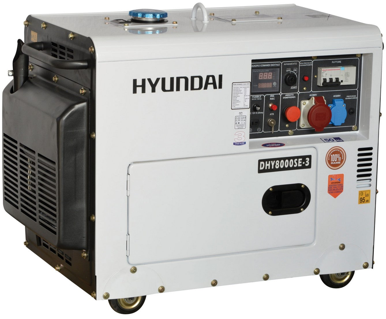 Generatore di corrente silenziato Hyundai 65234 - DHY8000SE-3 con AVR
