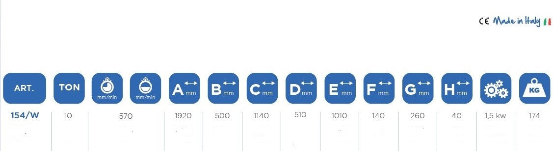 Omcn 154/W Pressa elettroidraulica ad una velocità capacità 10 ton