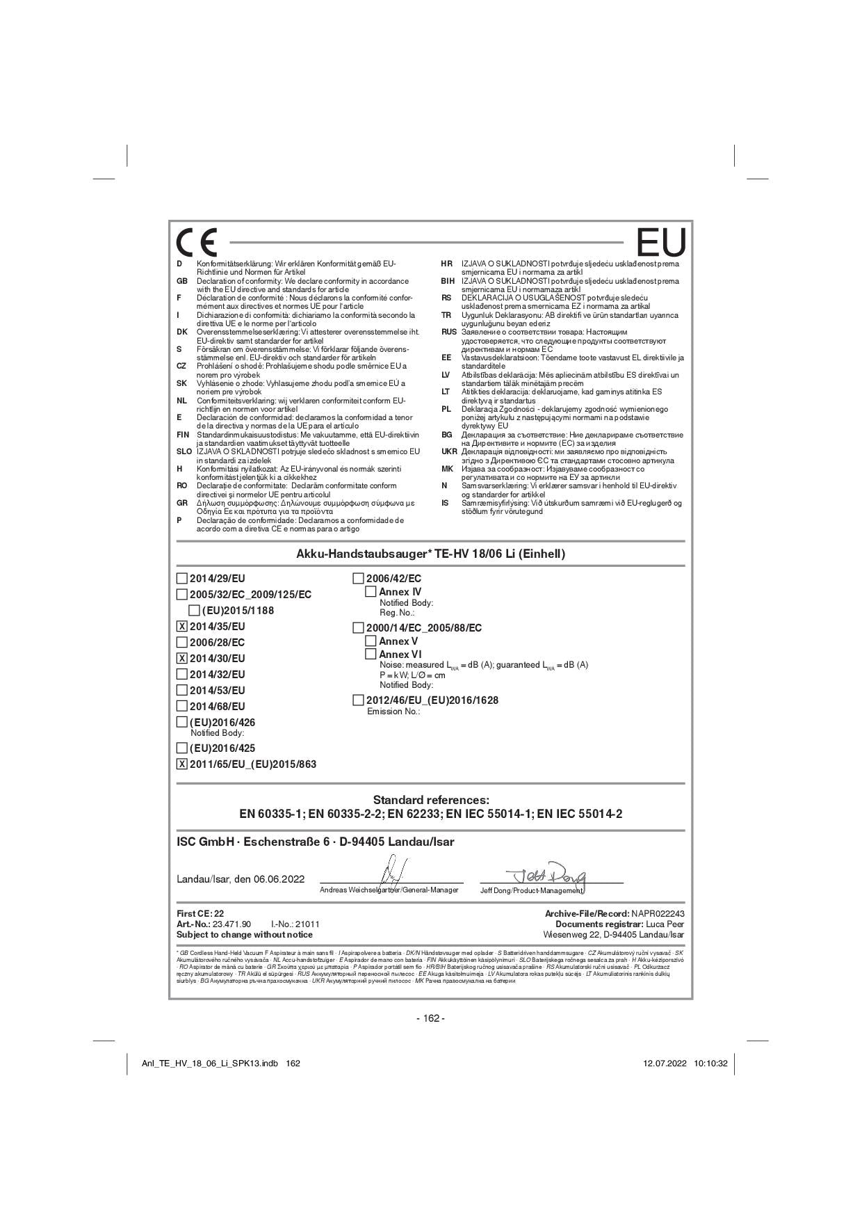 Einhell TE-HV 1806 Li - Solo Aspirapolvere manuale palmare a batteria , solo corpo