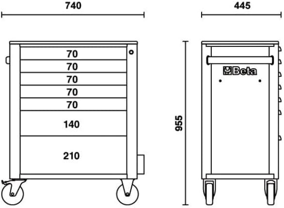 Beta C24S/7-O - Carrello porta attrezzi da officina con 7 cassetti