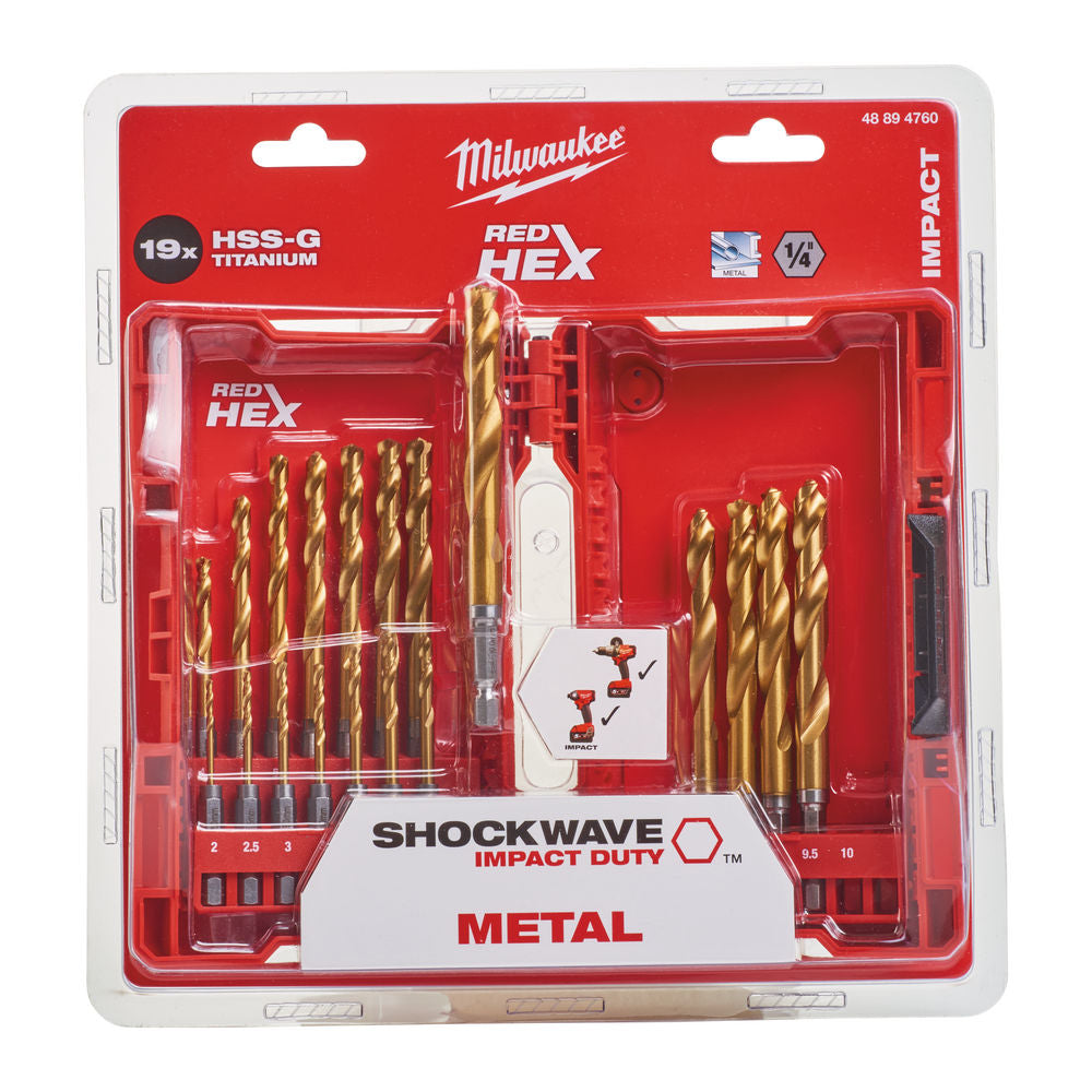 Milwaukee Set di 19 punte metallo hss-g titanio shockwave - 48894760