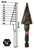 Milwaukee 48899263 - Fresa a gradino Shockwave - da 4 a 20 MM