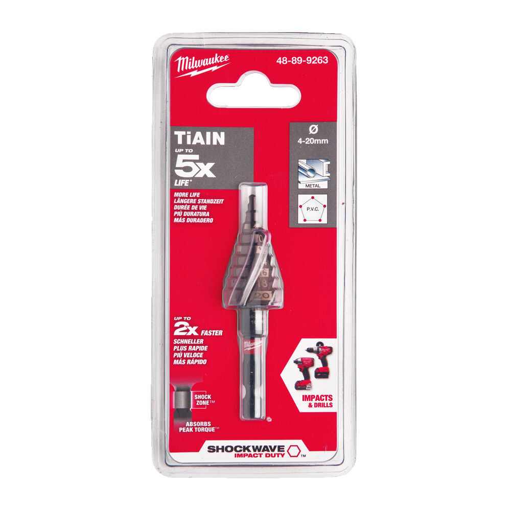Milwaukee 48899263 - Fresa a gradino Shockwave - da 4 a 20 MM