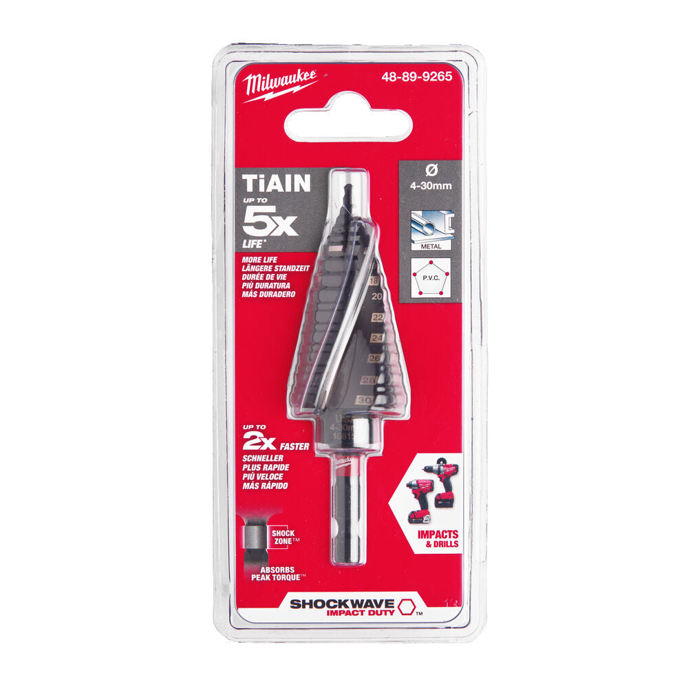 Milwaukee 48899265 - Fresa a gradino Shockwave - Da 4 a 30 MM