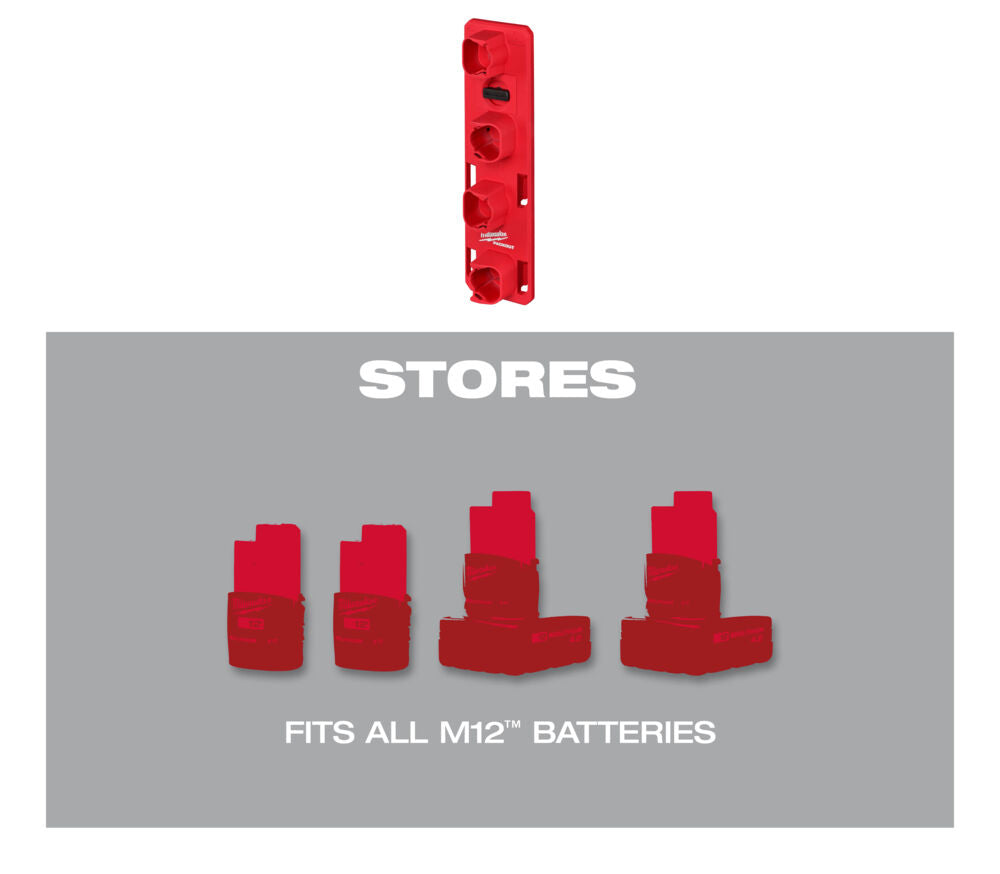 Milwaukee 4932480708 - Portabatterie M12 per sistema a parete Packout 