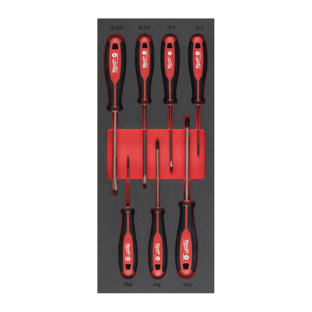 Milwaukee 4932492394 - Set di giraviti a taglio e phillips in termoformato morbido - 7 pezzi 