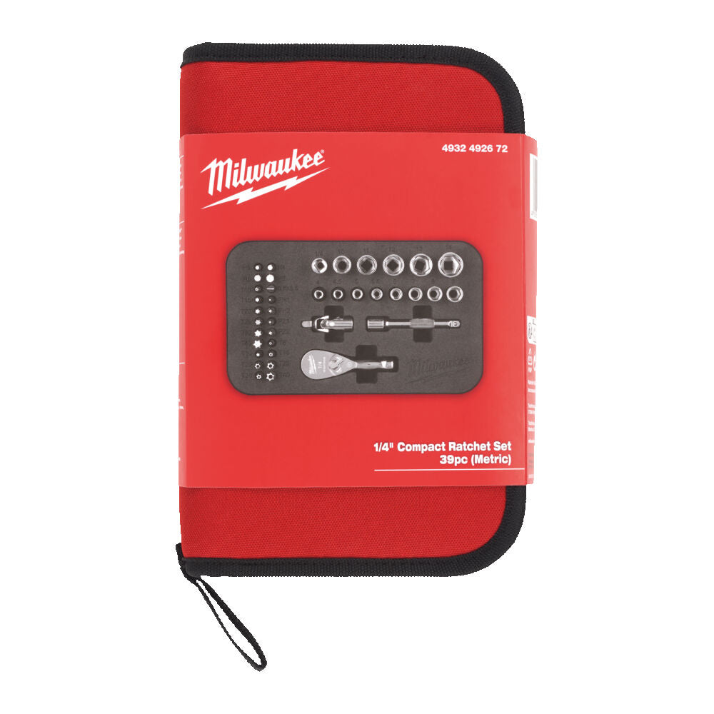 Milwauke 4932492672 - Set di inserti, cricchetto compatto e bussole da 1/4" - 39 pezzi