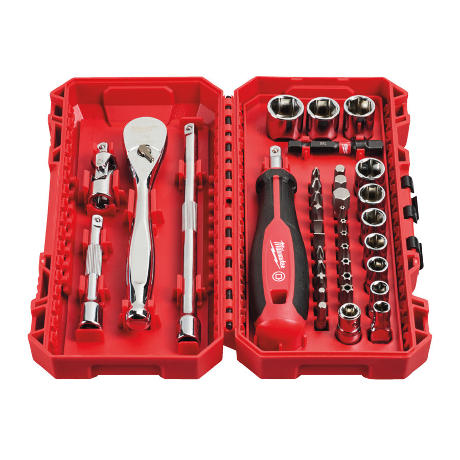 Milwaukee 4932498381 - Set cassetta di bussole, cricchetti e bussole da 1/4"