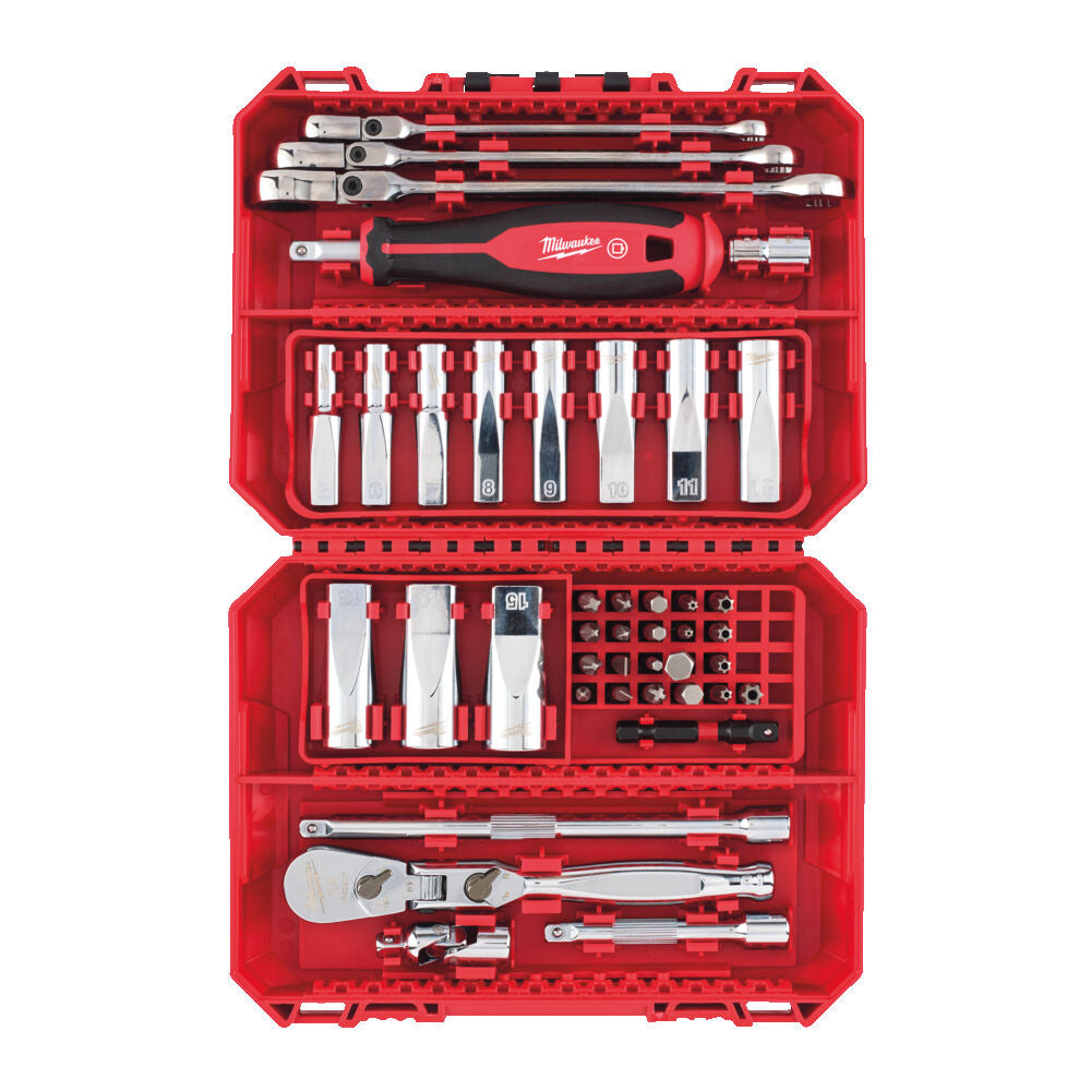 Milwaukee 4932498382 - Cassetta attrezzi con set di inserti, bussole e cricchetto - 42 pezzi 