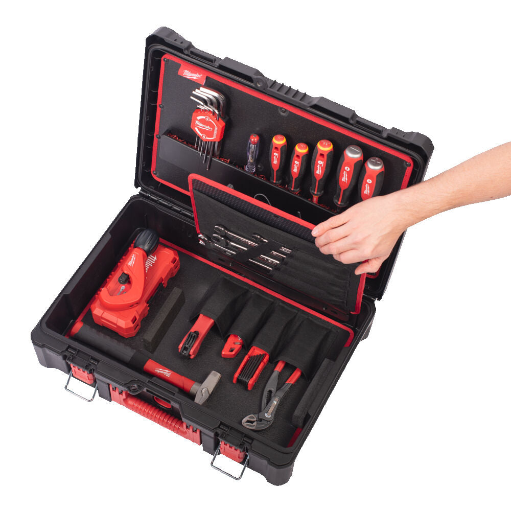Milwaukee 4932499467 - Valigetta attrezzi Packout per idraulici completa di 74 utensili 