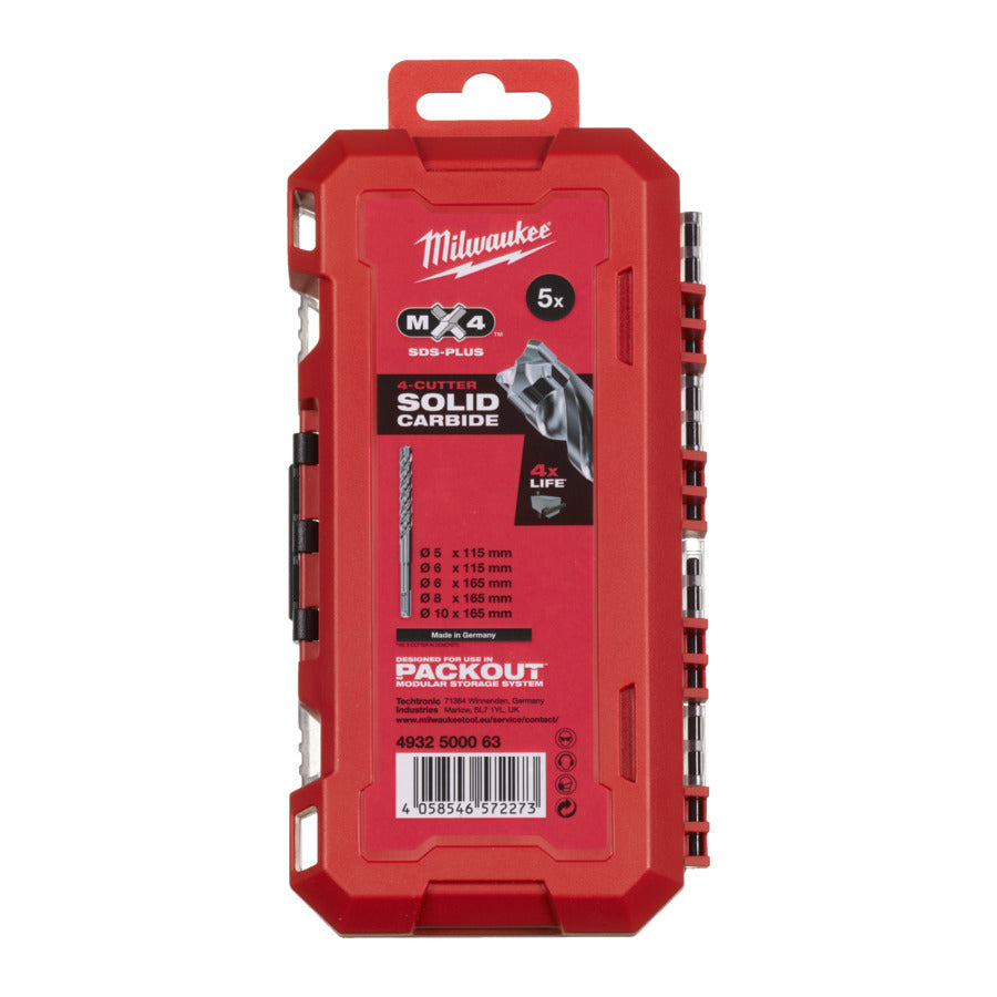 Milwaukee 4932500063 - Set punte SDS-Plus MX4 - 5 pezzi 