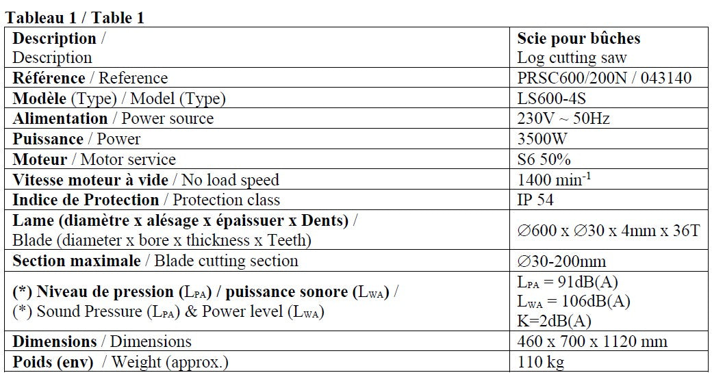 Ribiland PRSC600/200 - Sega circolare tagliatronchi 600 mm