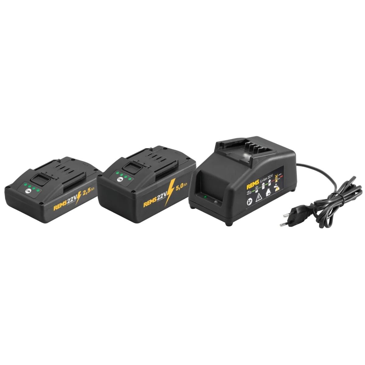 Rems Power-Pack 22V / 230V 90W 1 Caricabatterie veloce + 2 Batterie