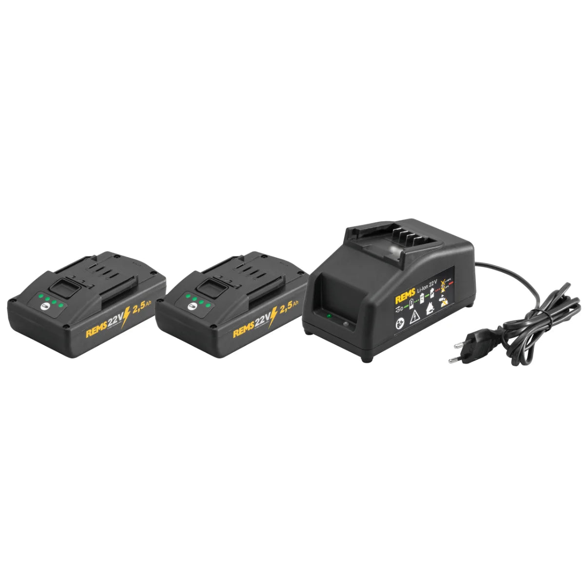 Rems Power-Pack 22V / 230V 90W 1 Caricabatterie veloce + 2 Batterie