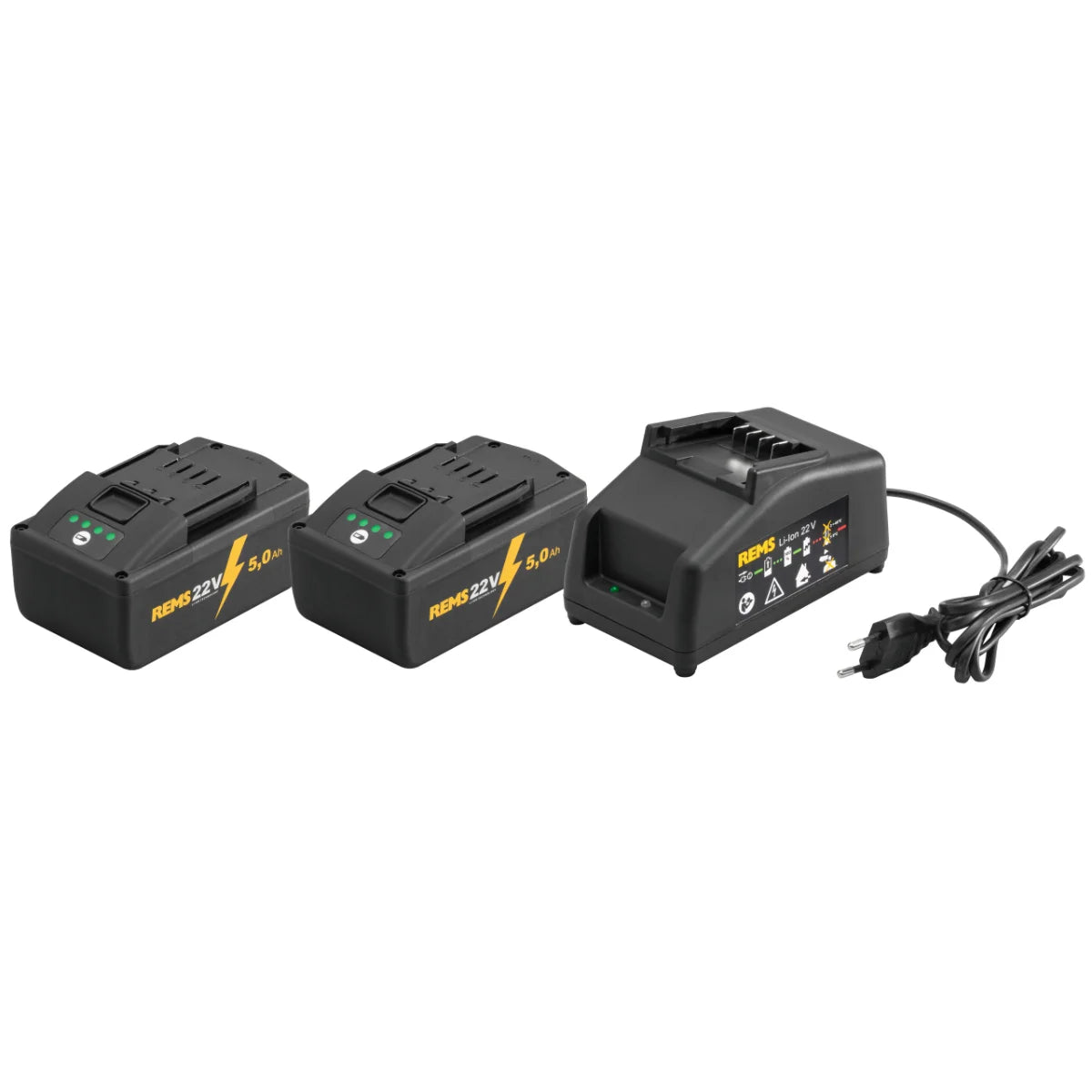 Rems Power-Pack 22V / 230V 90W 1 Caricabatterie veloce + 2 Batterie
