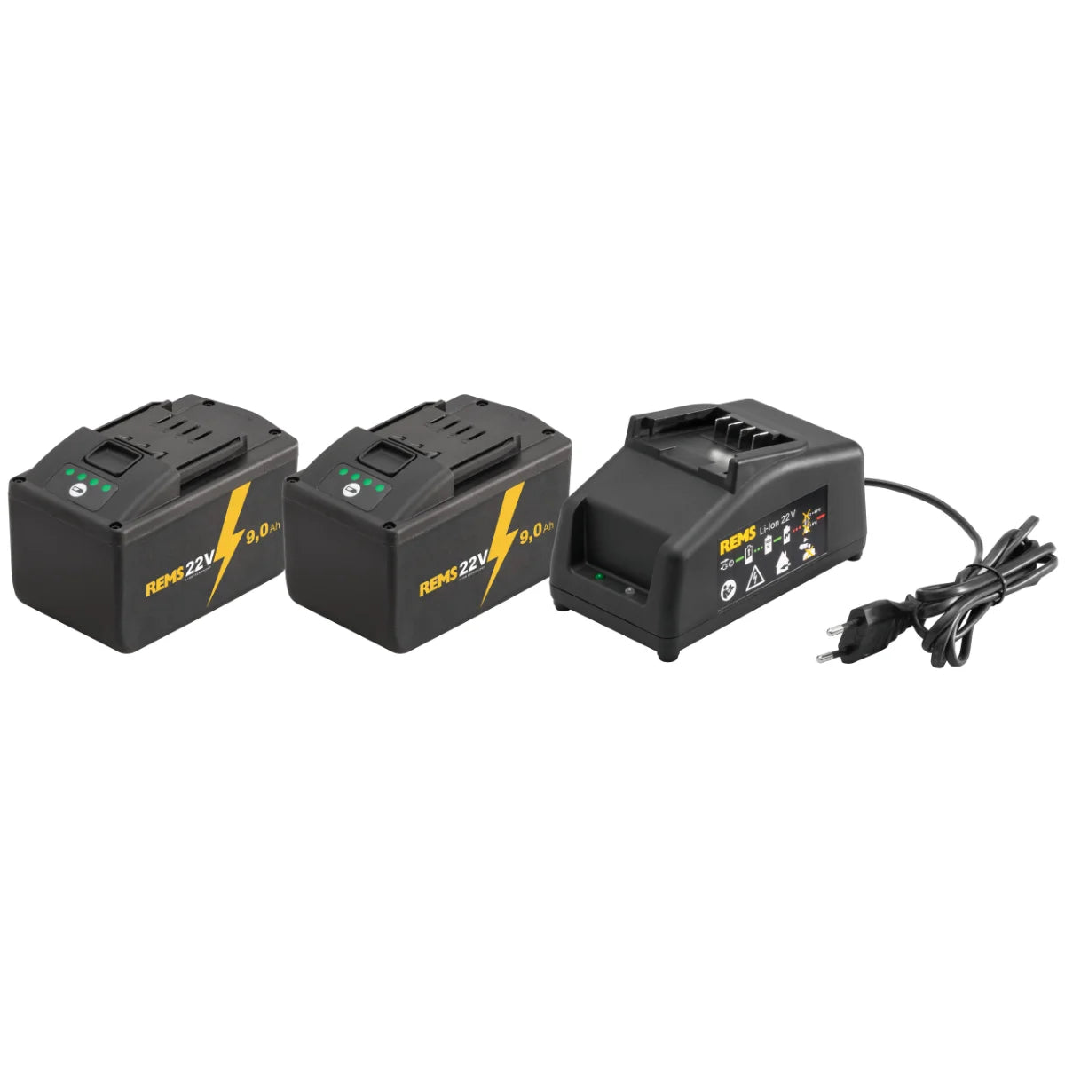 Rems Power-Pack 22V / 230V 90W 1 Caricabatterie veloce + 2 Batterie