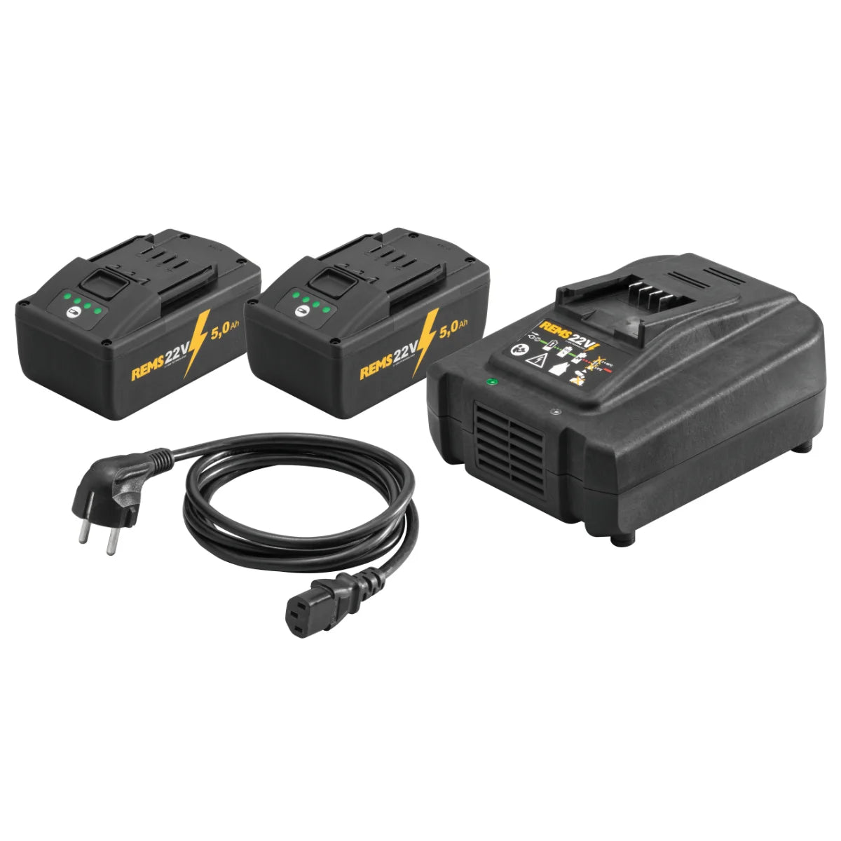 Rems Power-Pack 22V / 230V 290W 1 Caricabatterie veloce + 2 Batterie