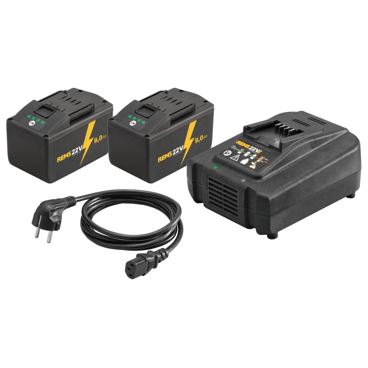 Rems Power-Pack 22V / 230V 290W 1 Caricabatterie veloce + 2 Batterie