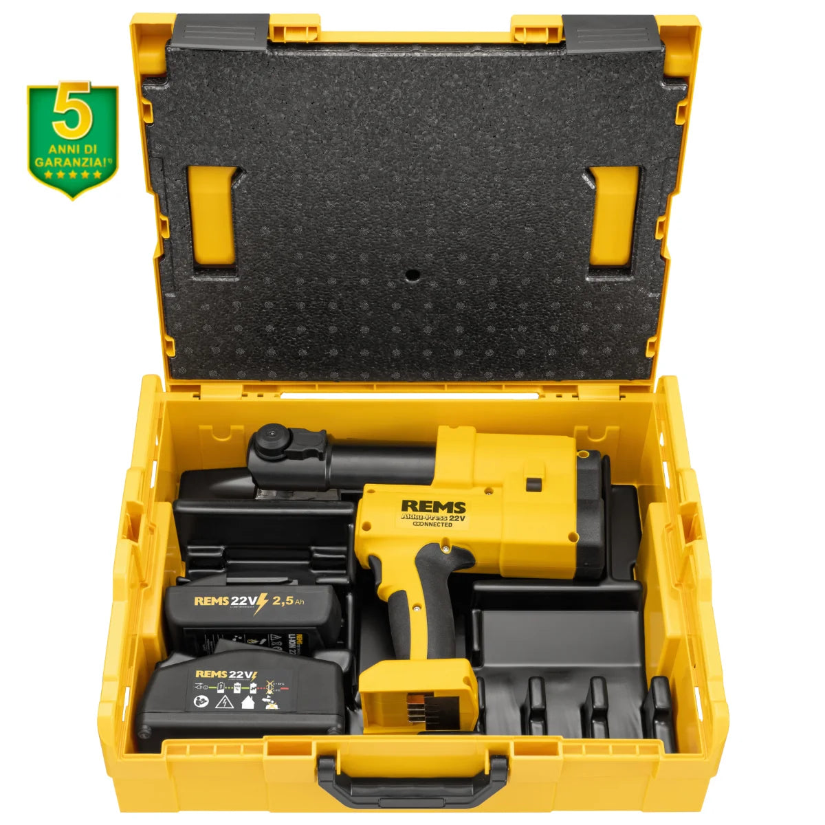 Rems Akku-Press 22V Connected - Pressatrice idraulica a batteria universale fino a Ø 110 mm