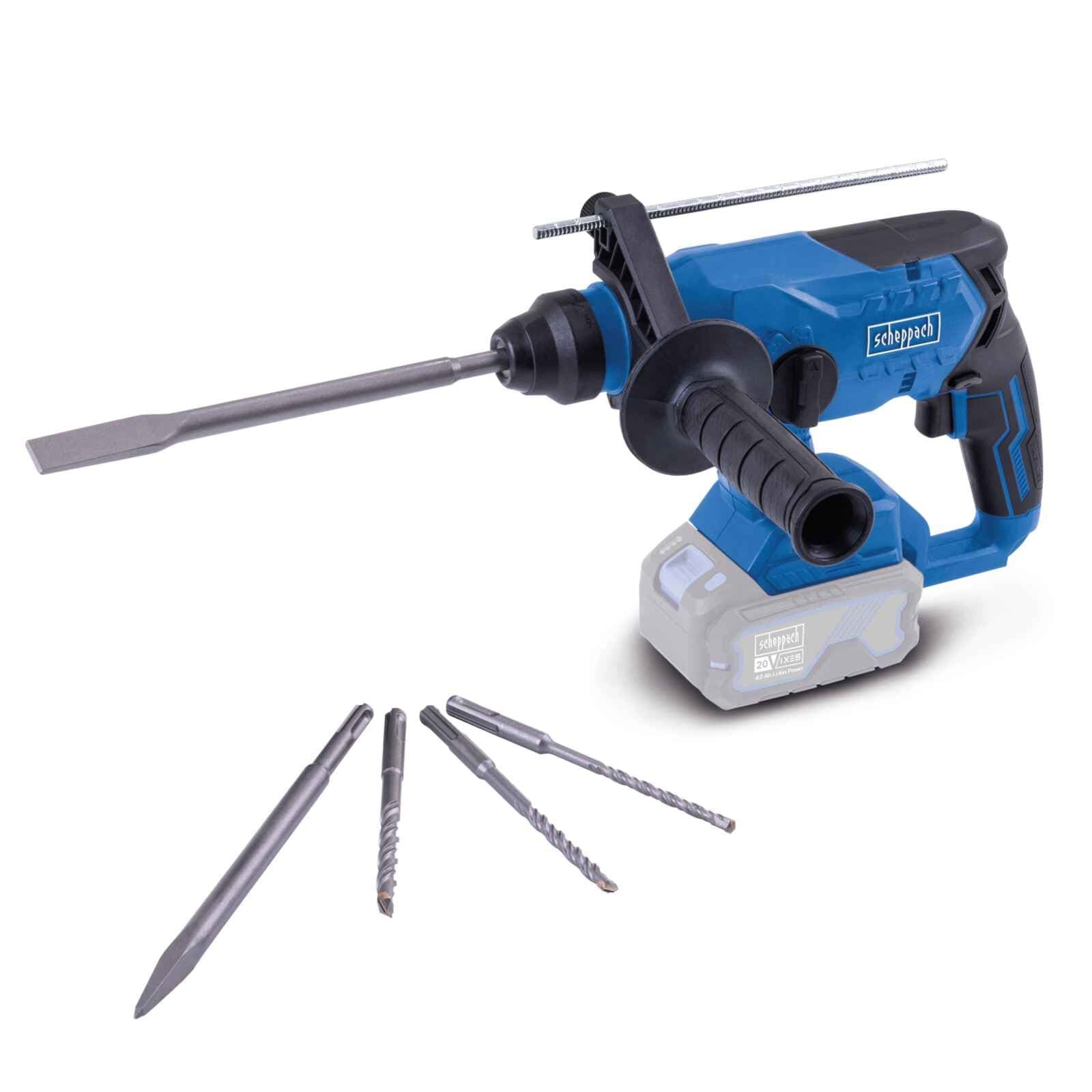Scheppach set 3 elettroutensili a batteria 20V ixes - Tassellatore, Smerigliatrice, Trapano - 3 batterie 