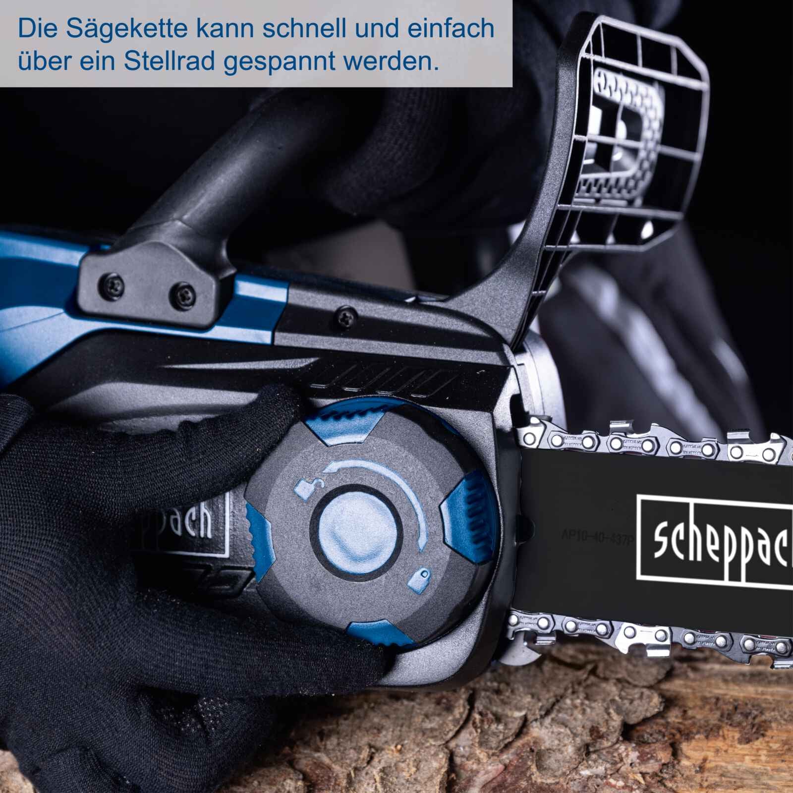 Scheppach C-CS254-X - Motosega a batteria 20V - 2 batterie 4.0 Ah e caricabatterie - taglio da 20 cm