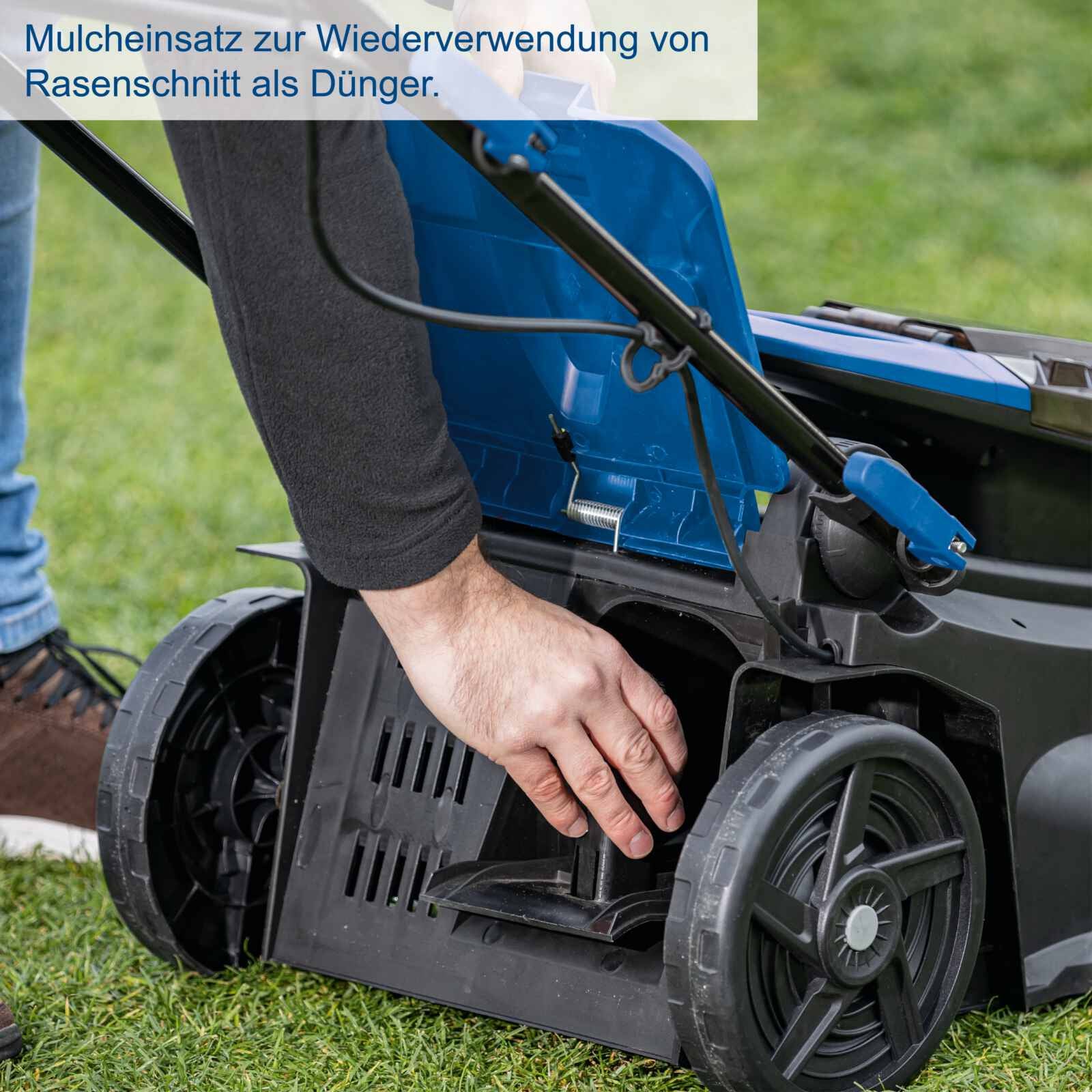 Scheppach BC-MP380-X - Rasaerba a batteria, taglio 38cm - 2 batterie 4.0Ah + doppio caricabatterie 