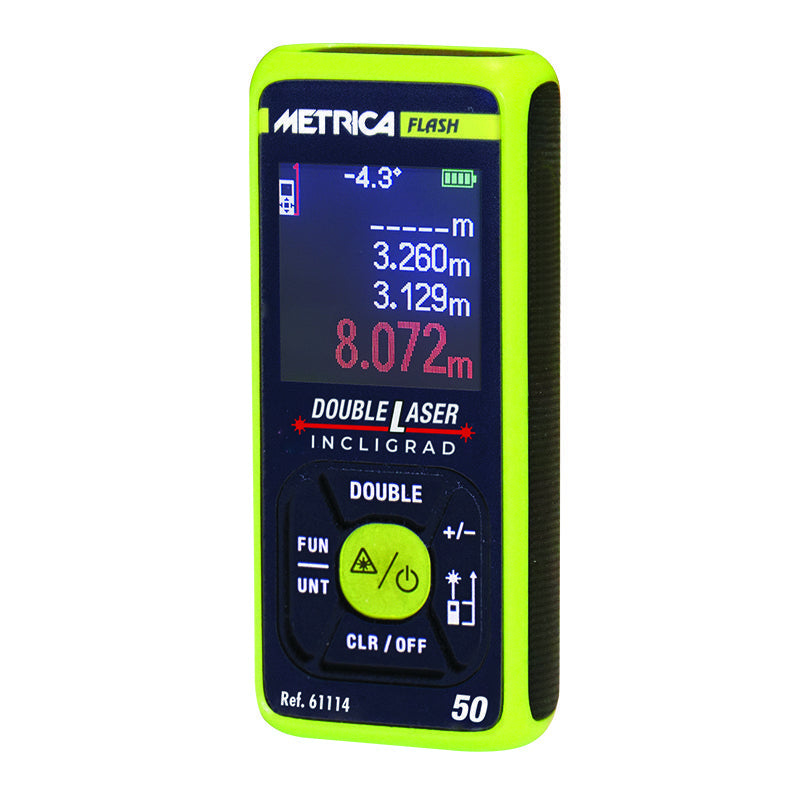 Metrica 61114 - Misuratore metro laser doppio - 50 metri 