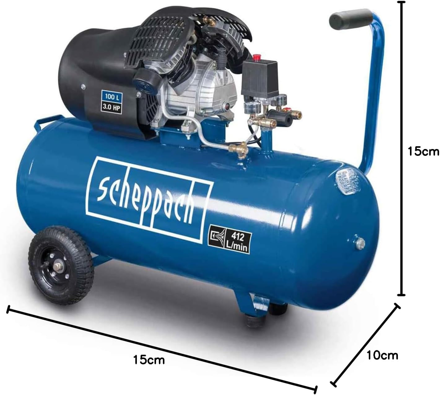 Scheppach HC120DC - Compressore a cinghia a 3 cilindri - 100L - 10 bar
