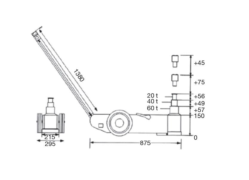 Unicraft WWH 60000 PH - Cric a carrello idro-pneumatico - 20/40/60 ton 