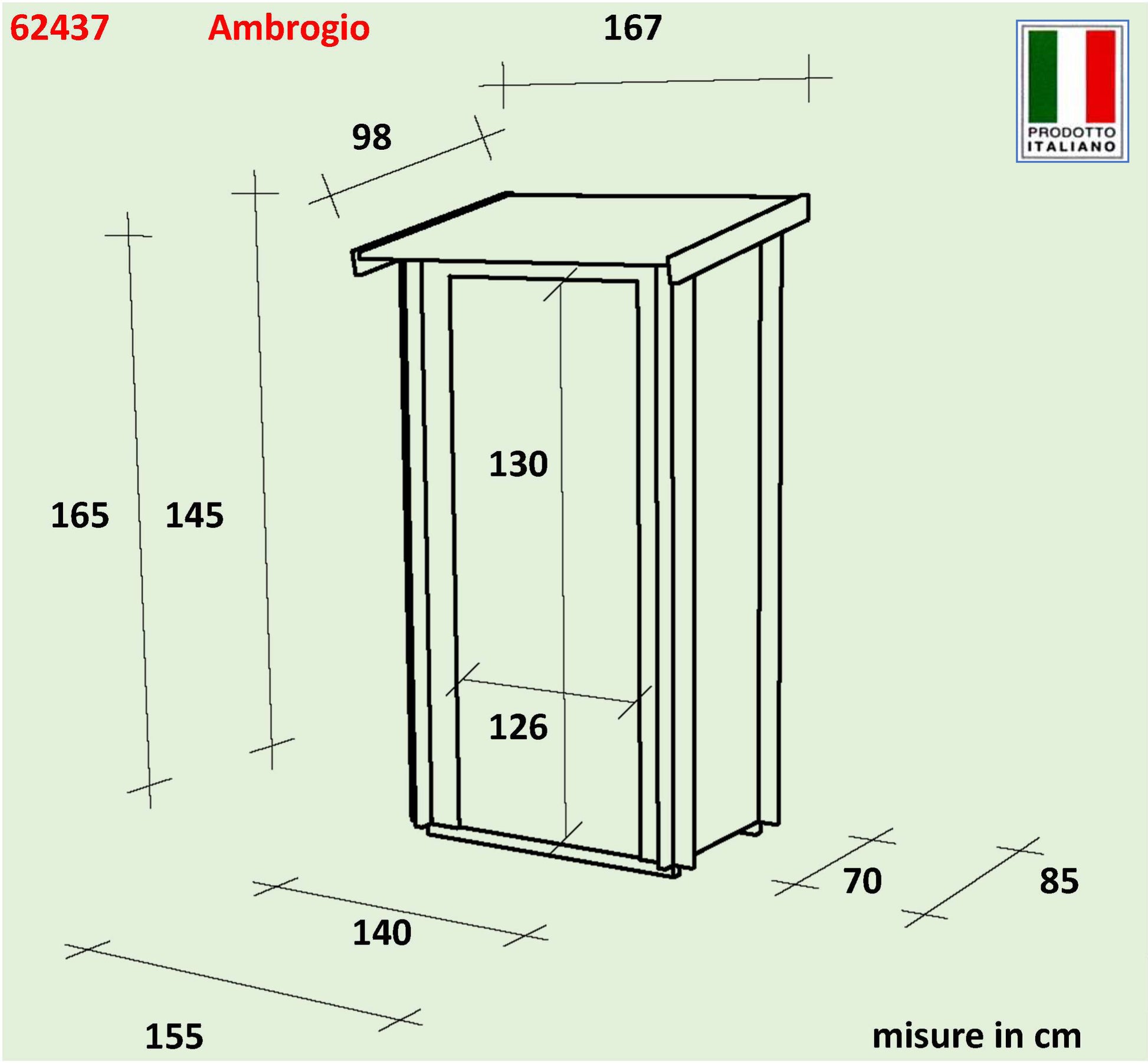 ALCE AMBROGIO - CASETTA IN LEGNO ADDOSSATA 155x85 cm PORTA DOPPIA CIECA - COLOR LARICE