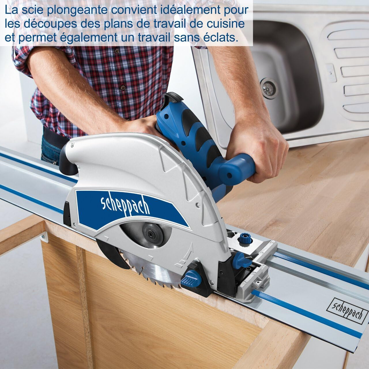 Scheppach PL75 - Sega circolare a immersione 210mm barra guida 1400mm e accessori
