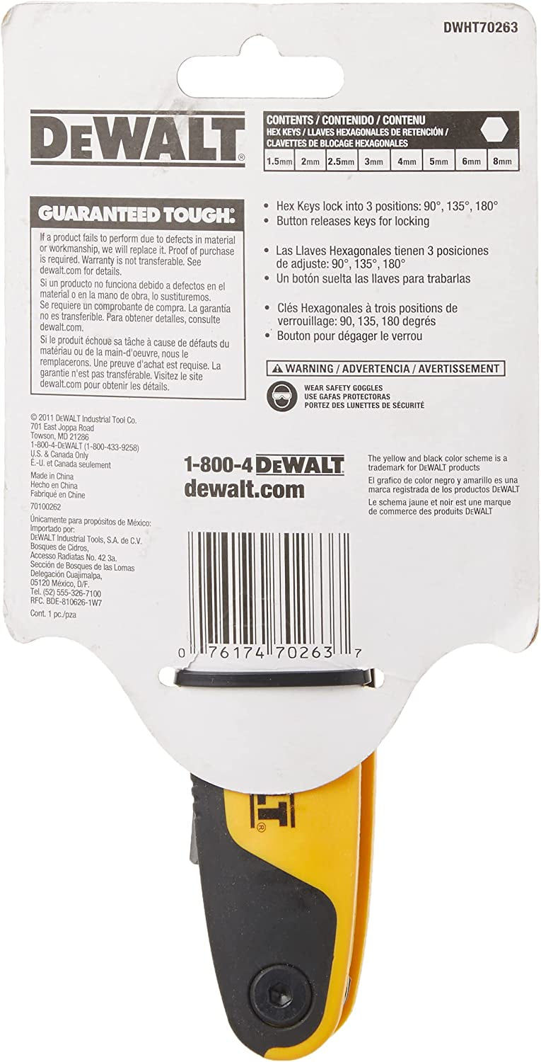 Dewalt DWHT70263-0 - Set chiavi a brugola esagonali pieghevoli con supporto - 8 chiavi