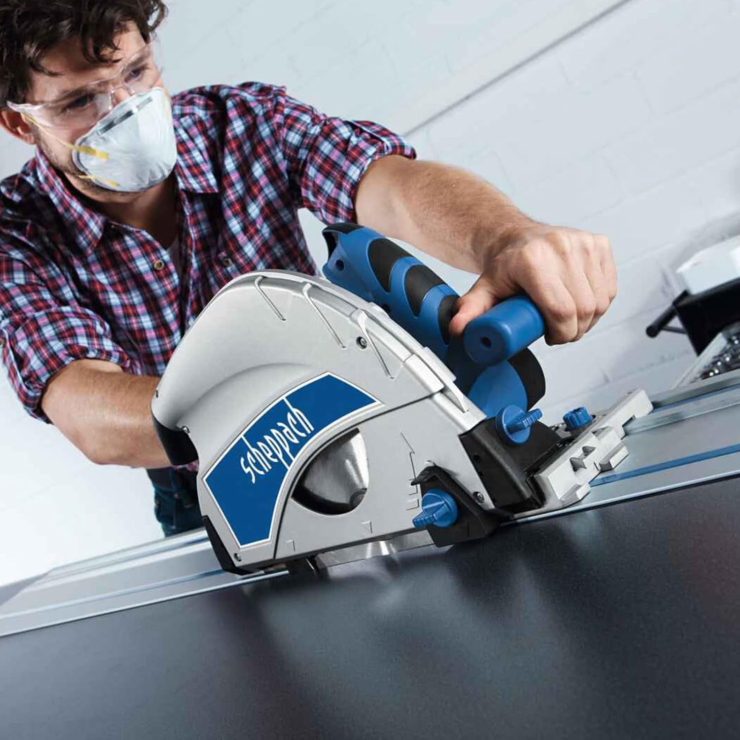 Scheppach PL75 - Sega circolare a immersione 210mm barra guida 1400mm e accessori