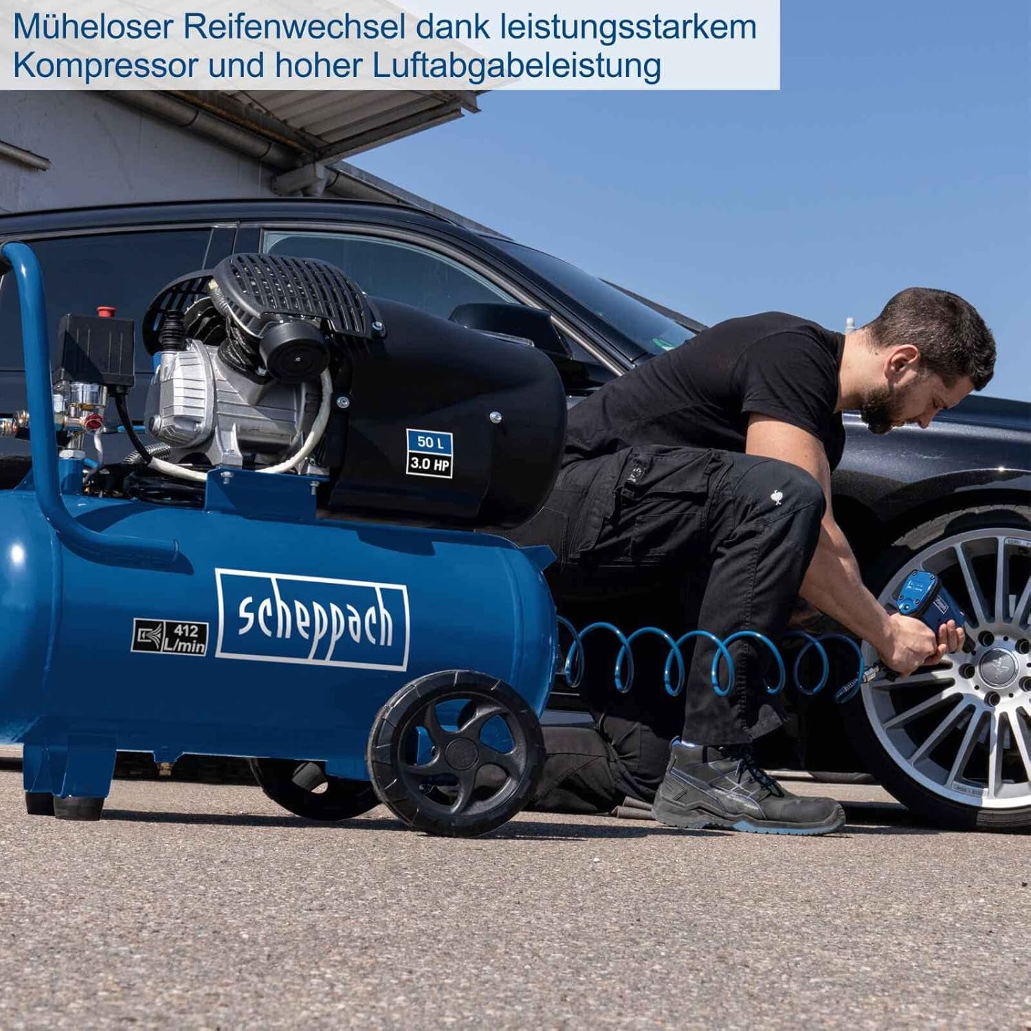 Scheppach HC500 - Compressore aria 50lt lubrificato 10bar 3.0HP portata 371lt/min 
