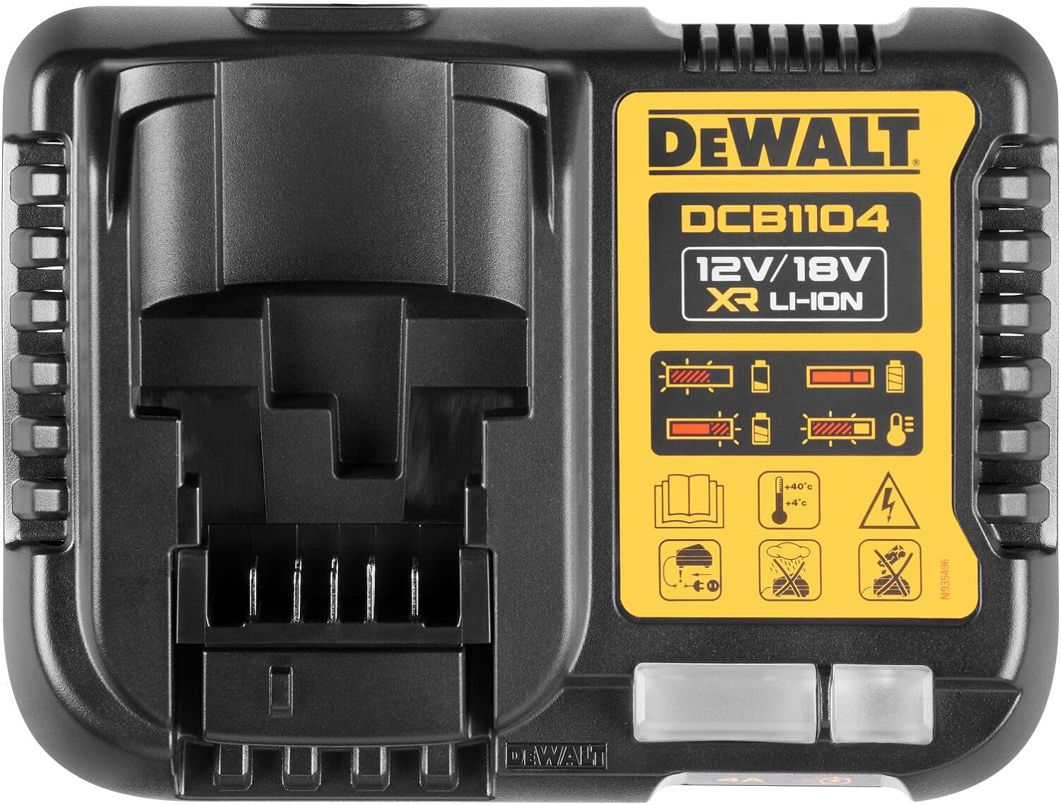 Dewalt DCB1104 - Caricabatterie rapido universale per batterie 10,8-14,4-18V - Potenza 4A / ora