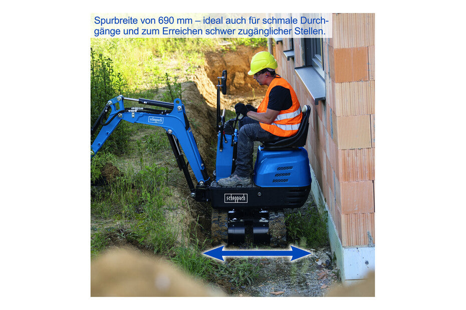 Scheppach EXC815 - Mini escavatore 306cc compatto largo 690mm 5q 