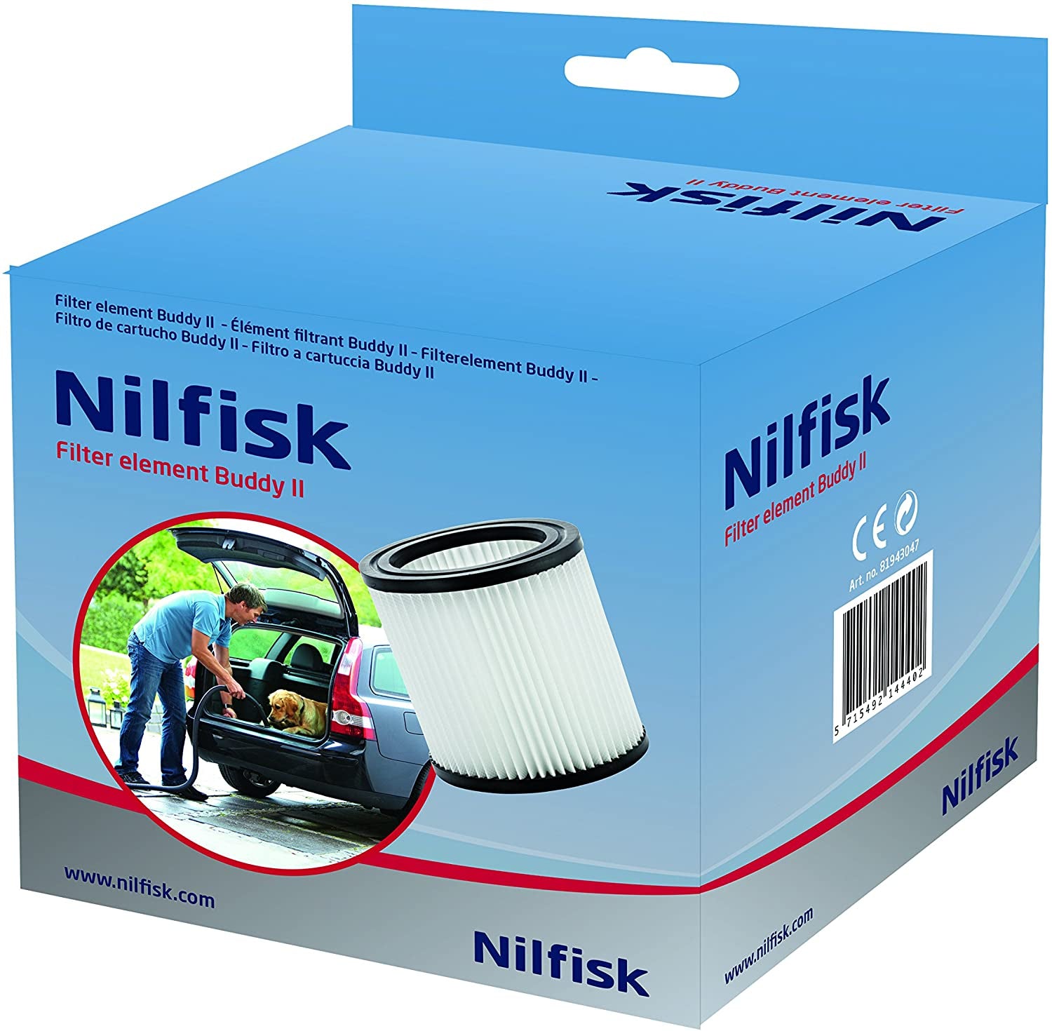 Nilfisk 81943047 - Filtro di ricambio per aspiratore Buddy (