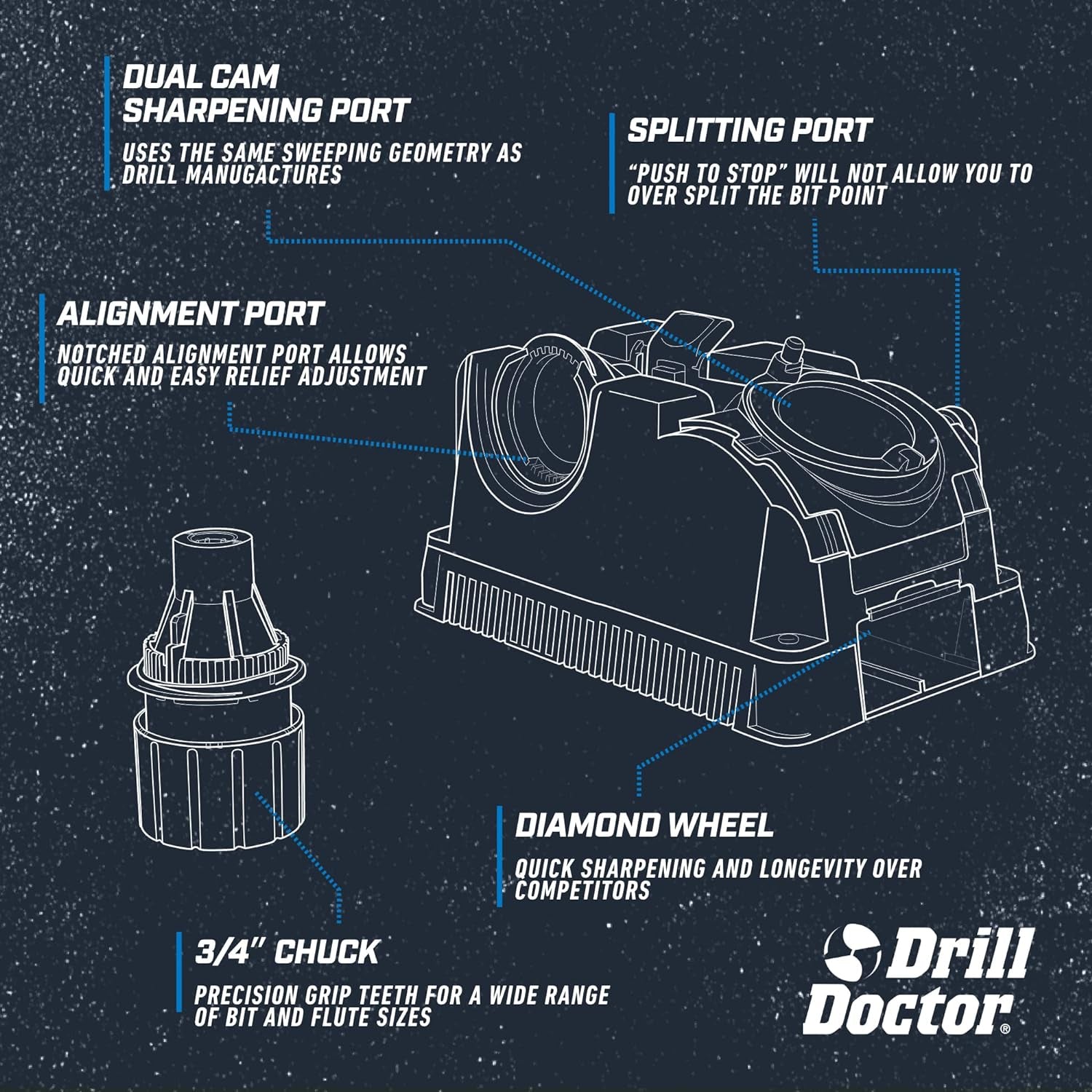 Drill Doctor DD750X - Affilapunte professionale per punte da 2 a 19 mm 