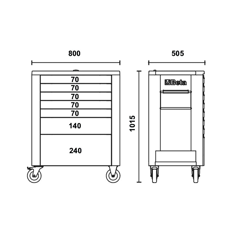 Beta RSC39/7 Carrello Cassettiera mobile portautensili 7 cassetti vuoti