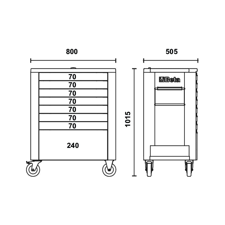 Beta RSC39/8 Carrello Cassettiera mobile portautensili 8 cassetti vuoti