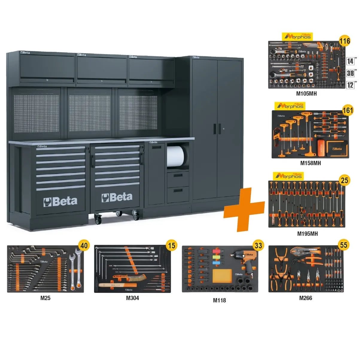 Beta RSC50 2.0 F/445UT - Arredamento per officina con piano in lamiera completo di 411 utensili