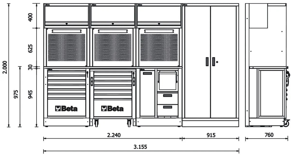 Beta RSC50 2.0 FX/445UT - Arredamento per officina piano in lamiera con 445 utensili