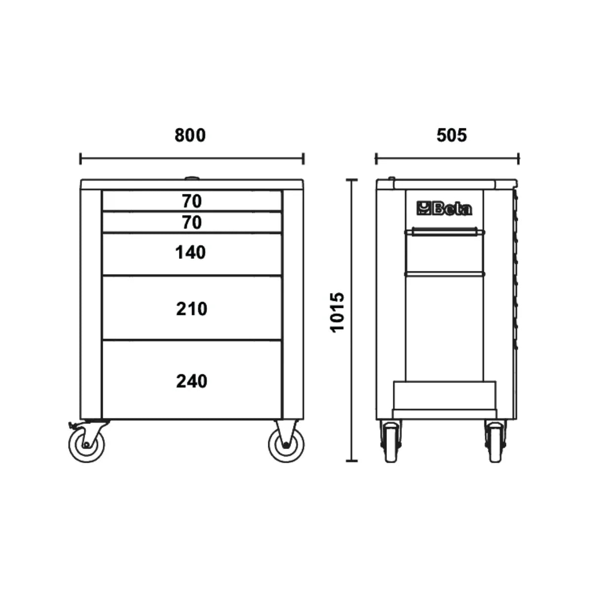Beta RSC39/5 Carrello Cassettiera mobile portautensili 5 cassetti vuoti